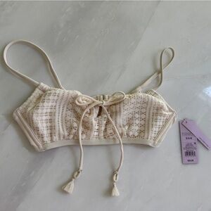 Cream Lace Bikini with shell Tassels